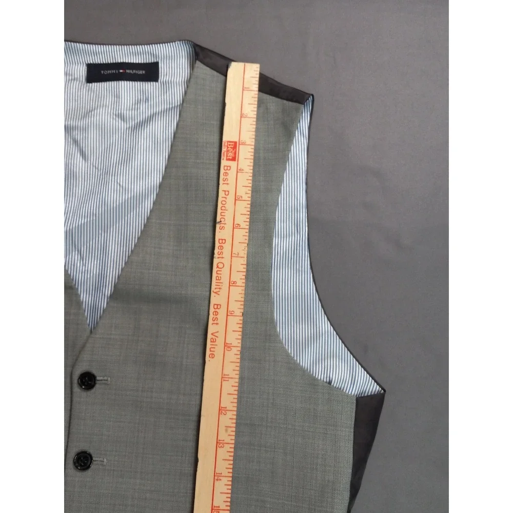 Tommy Hilfiger Mens Grey 100% Worsted Wool Suit Vest Size S‎ 5-Button Formal